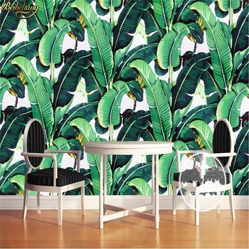 beibehang Потребителски тапети голяма фреска на ръчно рисувани тропическо горското растение, бананов лист пасторални фреска, фон на стената papel de parede