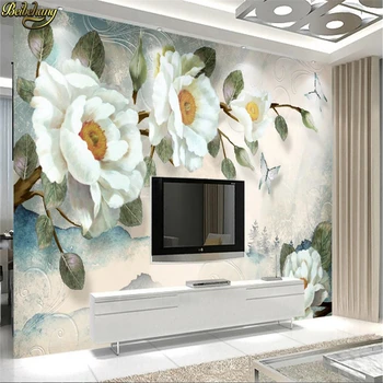 beibehang Потребителски фотообои стенописи ръчно рисувани с маслени бои цветя на божур Европейски стил тапети papel de parede тапети за стени