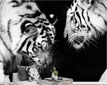 beibehang тапети за работния плот начало декор на поръчка е голям черно-бял тигър ТЕЛЕВИЗИЯ животно модерен минималистичен фон тапети behang