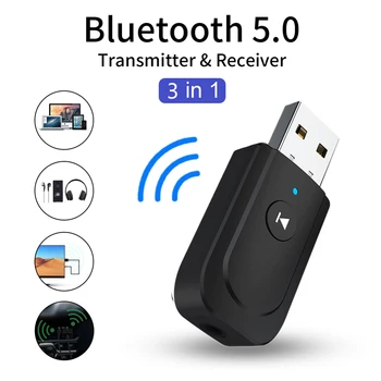 Bluetooth 5,0 Аудиоприемник Предавател 3 В 1 Мини Конектор 3.5 мм AUX USB Стерео Музикален Безжичен Адаптер за ТЕЛЕВИЗИЯ Автомобилни PC Слушалки