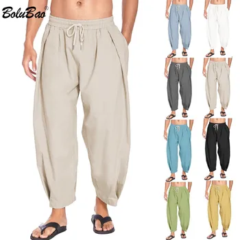 BOLUBAO 2023 Ежедневни панталони Мъжки памучни дишащи панталон с плисета, висококачествен дизайн, Хит на продажбите, модни маркови панталони за мъже