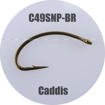 C49S, Риболовни куки 100шт, Caddis, Огънати Куки за риболов на нимфа, за връзване на мухи за риболов риболов, летят / C49SNP-BR