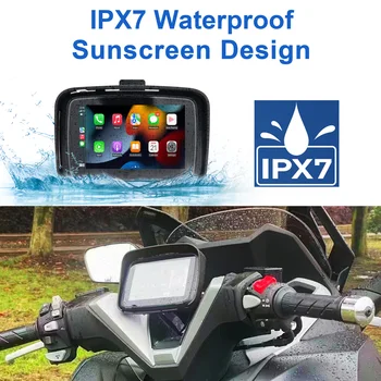 C5 Водонепропусклив IPX7 МОТО, 5-инчов безжичен дисплей на Apple Carplay, на екрана Android Auto, навигатор за мотобайка, екран BT GPS