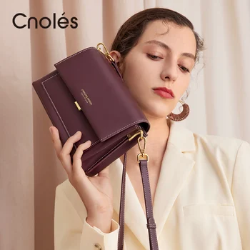 Cnoles, луксозна дизайнерска чанта, дамски малка чанта, Висококачествени Кожени Чанти през рамо за жени, Нова чанта на рамото