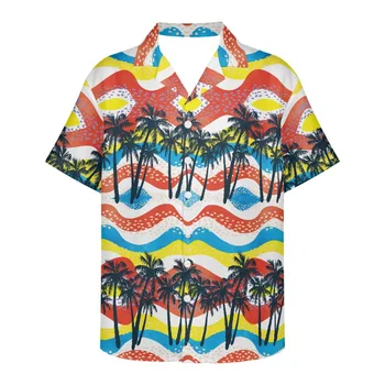 Cumagical 2023, Нов стил, хавайски ризи за мъже, плажна риза Aloha с къс ръкав, летни ежедневни ризи с копчета с флорални принтом