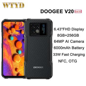 DOOGEE V20 Двойна 5G Здрав Телефон 64-Мегапикселова Камера, 8 GB + 256 GB 6,43 