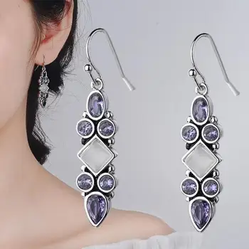 Everoyal, високо качество на обеци със сребърно покритие за жени, бижута, луксозни лилави обеци с кристали, бижута за ангажименти за момичета