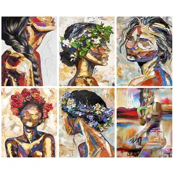 GATYZTORY Живопис с маслени бои, в рамката за номера за възрастни Абстрактни жени, рисующие върху платно, ръчно рисувани, фигура боя, подарък със собствените си ръце