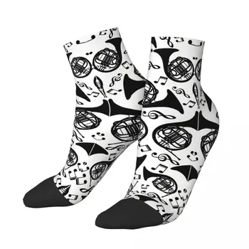Happy мъжки чорапи до глезена, с нотки на валдхорна в стил хип-хоп, безшевни чорапи за екипажа, подарък за рисуване с принтом