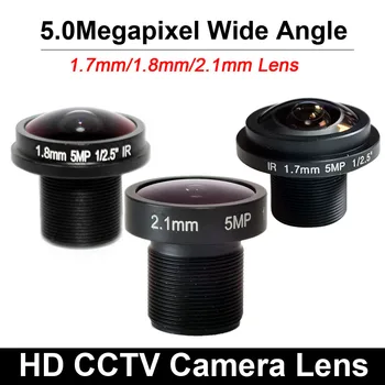 HD Обектив на Камерата за Видеонаблюдение 5MP Рибешко око 1,7 mm 1,8 mm 2,1 мм M12 Широк зрителен Ъгъл от 180 градуса F2.0 1/2.5