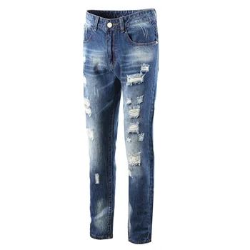 Hommes Jeans Светло Синьо Директни Класически Скъсани Дънкови Панталони Редовен Намаляване за Мъже С Модерен Джобове За Почивка, Градинска Дрехи, Дълги Панталони