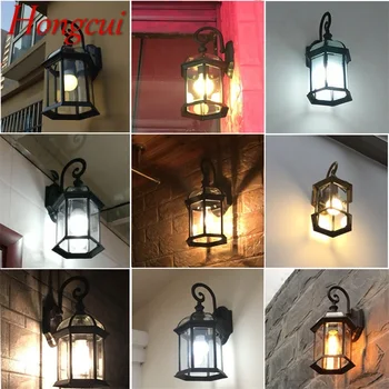Hongcui външни стенни аплици лампа Класически светлина ретро led водоустойчива за украса на дома пътеката