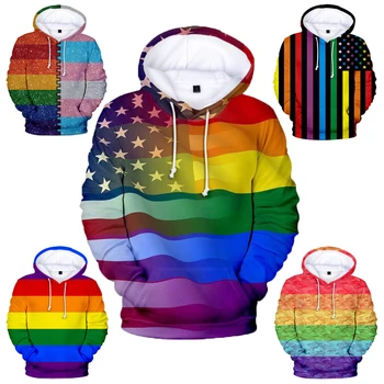 Hoody с 3D принтом ЛГБТ хартата Hoody за гей-парада лесбийки Цветна дъга облекло за домашен интериор, гей, Гей-френдли ЛГБТК Equity