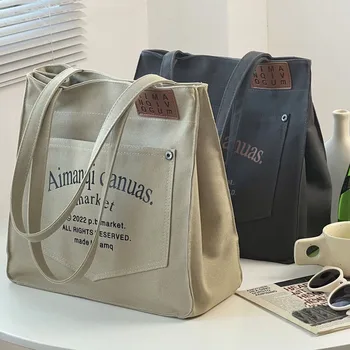 Hylhexyr Дамски пътна офис чанта с надпис, студентски холщовая чанта, разнообразни ежедневни чанти през рамо, за да Пътуват до Работа с Външен джоб