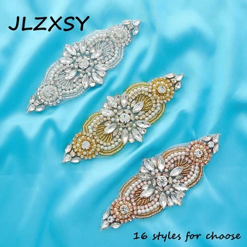 JLZXSY 1 бр. сребърен розово златен колан за младоженци с кристали Сватбена апликация кристали Аксесоари за сватбена рокля Гали шият