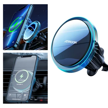 Joyroom Магнитен Кола за Телефон 15 Вата Подкрепа QC3.0 Безжично Автомобилно Бързо Зарядно Устройство за iPhone 14 13 12 Pro Max Категория Type-C Порт