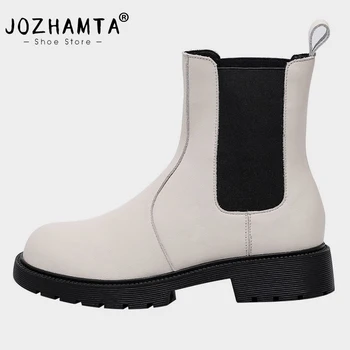 JOZHAMTA, размер 33-41, женски ботильоны на ток 2023, Нова модни дамски обувки на платформа, луксозни дамски обувки от естествена кожа на висок ток