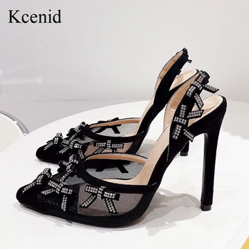 Kcenid/новост 2023 г., дамски обувки-лодка с остри пръсти и възел на пеперуда, уличен стил, банкетная парти, дамски обувки на висок ток, мрежа