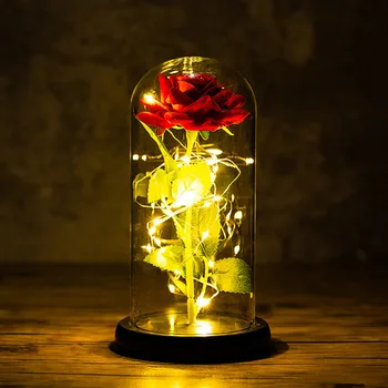 Led вечните цветове на Роза, 3D Настолна лампа, нощни лампи, Подаръци за Свети Валентин, спалня, сватба парти, нощна лампа за домашен декор на стаята