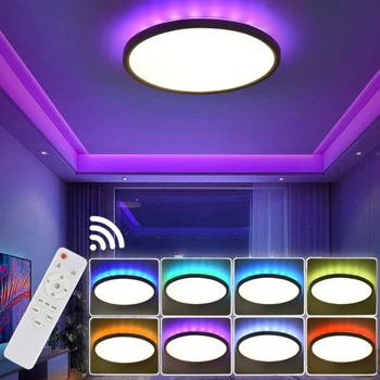 Led кръг на тавана лампа RGB с регулируема яркост, модерен тавана лампа, уютна спалня, хол, разсеяна светлина, led светлина за пътеката, Декорация на дома