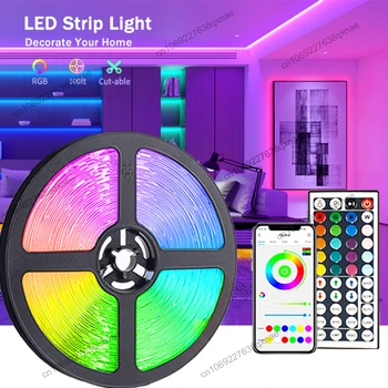 Led лента, Bluetooth, приложение, синхронизиране на музика, промяна на цвета, RGB SMD5050, led светлини за спалня, декориране на дома, партита, на фестивала