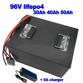 Lifepo4 96v 30Ah 40Ah 50Ah акумулаторна батерия с капацитет 5 kw за състезателен мотоциклет Електрически мотор скутер електрически инструменти слънчева енергия AGV + 5A зарядно устройство