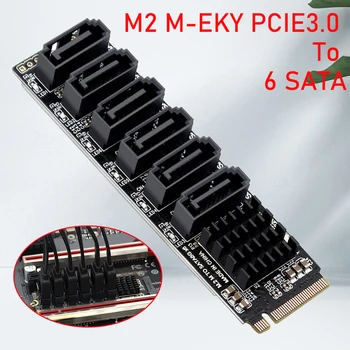 M2 M-EKY PCIE3.0 За Прехвърляне на карти за разширяване на SATA6G 6-портов карта за разширение PCI, СЪС защита от пренапрежение за Подкрепа на твърдия диск SATA