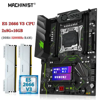 MACHINIST X99 дънна Платка Комбиниран комплект LGA 2011-3 Xeon E5 2666 V3 Процесор 16 GB DDR4 = 2* 8 GB оперативна памет, 3200 Mhz Памет NVME M. 2 Четырехканальный MR9A