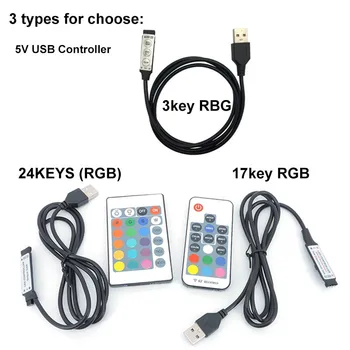 mini 3key USB 5v mini 17key 24key 4Pin RGB LED strip light RF Контролер Кабел за дистанционно управление на Затемнителем за 3528 smd 5050 2835 Strip