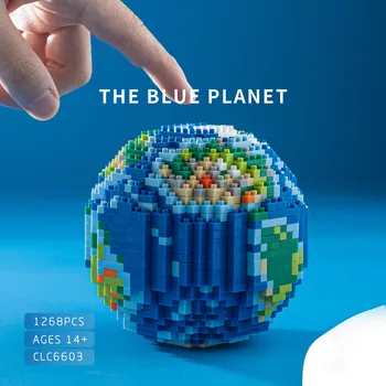 MOC bricks Пиксел модел на планетата Земя, строителни блокове с малки частици, забавни играчки, Декорация на мебели, детски подарък за рожден ден