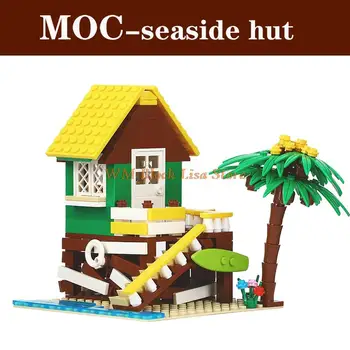 MOC3009 Градска крайбрежна хижа Архитектурния вид навън, съвместим фигура, градивен елемент, забавни играчки за деца, креативен подарък