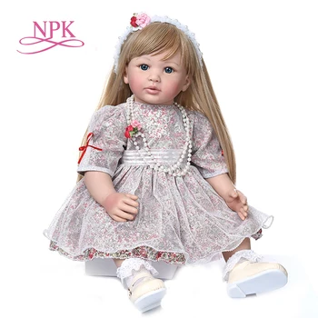 NPK 60 см висококачествена са подбрани кукла принцеса реборн за малки момиченца кукла с ултра дълга руса коса кукла ръчно изработени