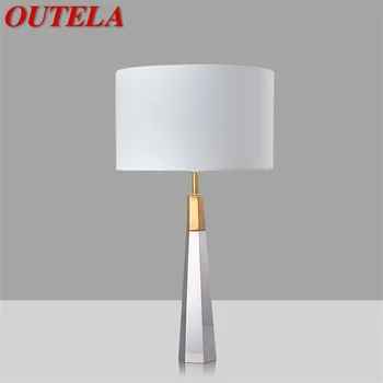 OUTELA Съвременни настолни лампи за спалня, дизайн E27, бял кристал настолна лампа, домашен led декоративна лампа за фоайе, нощни офис