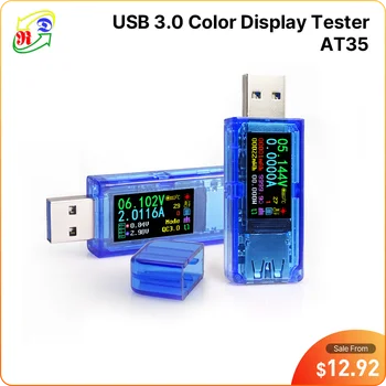 RD AT35 5-битов USB 3.0 цветен LCD волтметър, амперметър, измерване на напрежение, ток, мултицет, зарядно устройство, USB-тестер