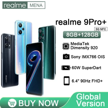 realme 9 Pro Plus 5G Dimensity 920 Sony Imx766 Ois Помещение 60 W Superdart Amoled Дисплей, 8 GB, 128 GB Глобалната версия