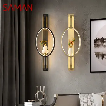 SAMAN е Модерен Стенен Лампа LED Ретро Месинг Творчески Нефритови Декор под Формата На Тиква, Вази, Стенни лампи За Дома, Хол, Спалня
