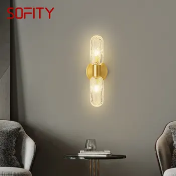 SAMAN Модерен Месинг, с монтиран на стената лампа LED Златен Мед стенни Luxuri Креативен Интериор за дома, хол, Спалня