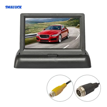 SMALUCK 4.3-инчов сгъваем TFT-LCD авто монитор за камерата за обратно виждане, DVD-видео