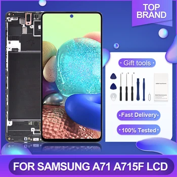 Super Amoled 6,7-Инчов Дисплей A715 За Samsung Galaxy A71 LCD дисплей с touch Screen Digitizer A715F В Събирането С Рамка Безплатна Доставка