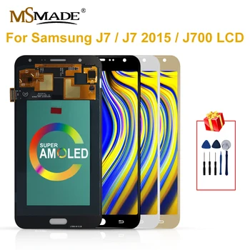 Super AMOLED На SAMSUNG Galaxy J7 2015 LCD дисплей J700 J700F Сензорен Дисплей За SAMSUNG J700 Дисплей J700F J700M J700H LCD дисплей