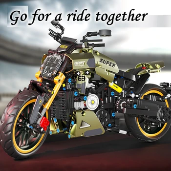 T3035 658 + БР Техническа серия MOC Motorcycl Градивни елементи, монтажни тухли, играчки за мотоциклети Speed Champion за подарък на детето си за рождения Ден