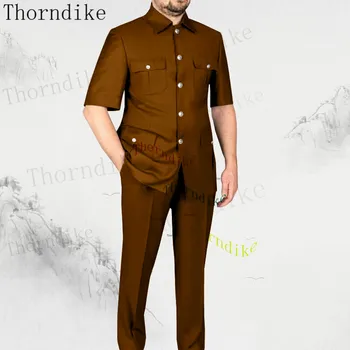 Thorndike 2023 Оборудвана смокинг за булката, костюм Mariage Homme, изработена по поръчка на мъжки костюм, 2 броя, класически сватбен костюм за мъже