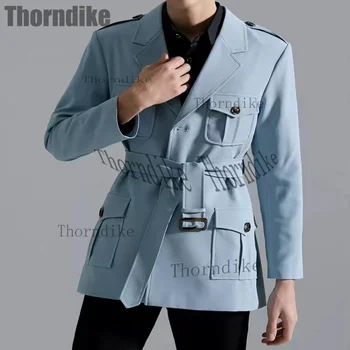 Thorndike, Нови Дизайнерски комплекти мъжки блейзеров, Модерен костюм от 2 теми, мъжко яке с Четири джоба, Оборудвана бизнес комплект (сако + панталон)