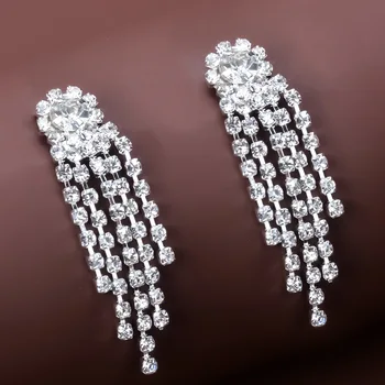 TREAZY Прости със сребърно покритие и Кристали с пискюли от кристали Обеци-капки за Жени от Обици за сватбеното парти, Подарък за младоженци
