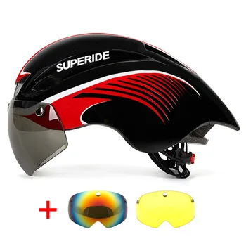 Ultralight състезателни велосипеди шлем SUPERIDE с обектив TT, цельнолитый велосипеден шлем DH МТБ, спортен аеро-пътен велосипеден шлем