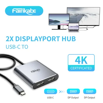 USB C-2 DisplayPort Хъб 4K 60hz Докинг станция С Двойно DP Изход C Usb Хъб Usb Адаптер За MacBook Pro Air Thunderbolt 3/4