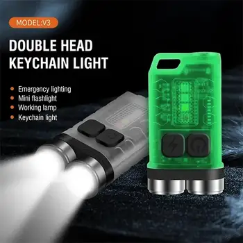 V3 Led Фенерче Ключодържател Джобен 10 Режима на TYPE-C USB Акумулаторна батерия за Преносим Мини-Фенерче 900lm Къмпинг Фенер с Магнит UV-Лампа