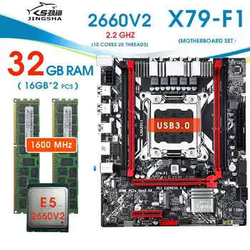 X79 F1 3,0 дънна платка Xeon E5 2660 v2 LGA 2011 2 бр. x 16 GB = 32 GB DDR3 1600 ECC REG памет usb3.0 sata3.0