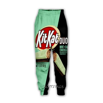 xinchenyuan 3D Food Kitkat Принт-Ежедневни панталони, Спортни панталони, прави панталони, Спортни панталони, Панталони за джогинг, Панталони K101