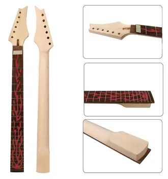 Yinfente Кленов китара лешояд 25,5 инча 22-инчов лешояд от розово дърво с красива инкрустация прецакани